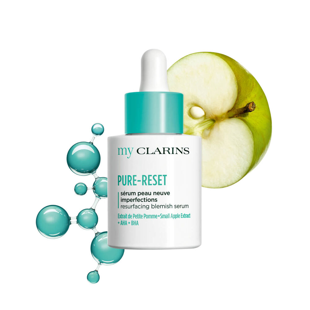 Pure-Reset Resurfacing Blemish Serum packshot with apple tree extract ingredient