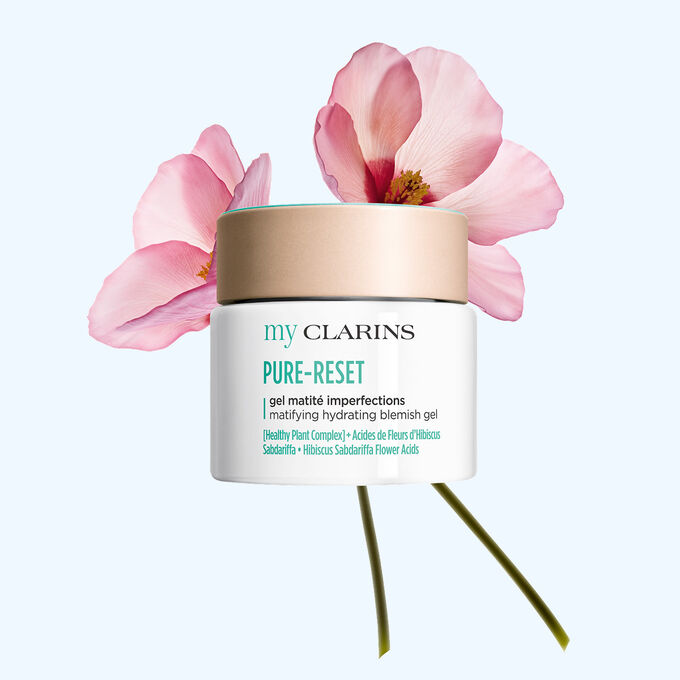 Pure-Reset Frosted Blemish Gel packshot with alpine rose extract ingredient