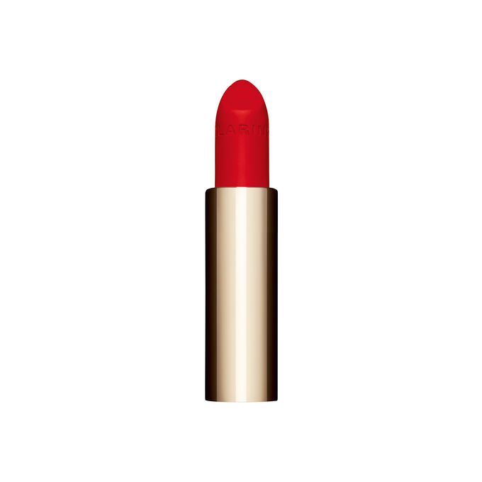 Packshot of the refillable intense red lipstick Joli Rouge in Shade 792 V by Clarins, highlighting its sustainable design