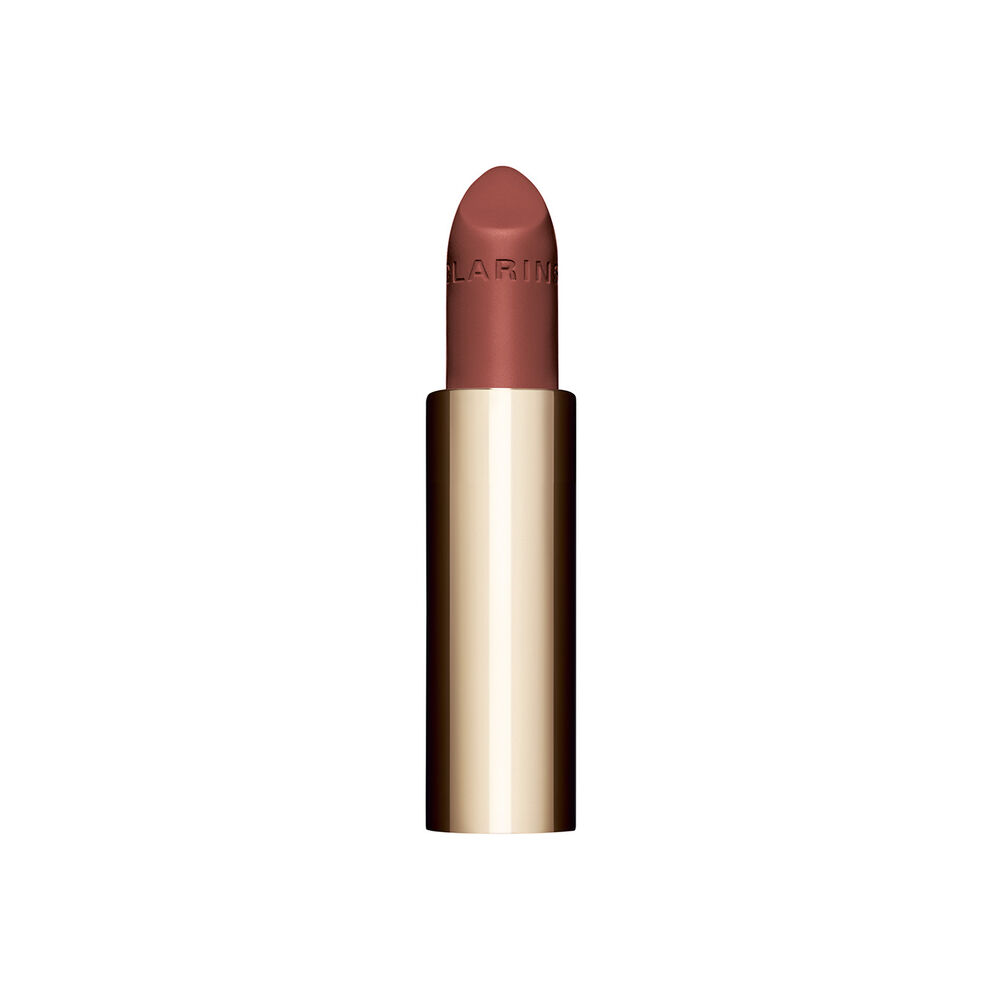Packshot of the refillable brown lipstick Joli Rouge in Shade 794 V by Clarins, highlighting its sustainable design