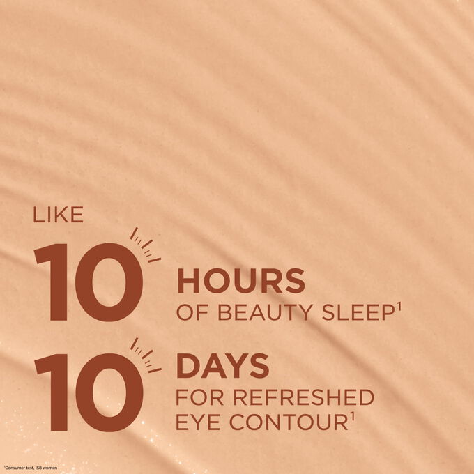 Concealer texture for a ten-hour beauty sleep effect and refreshed eye contour results in ten days for a rested look