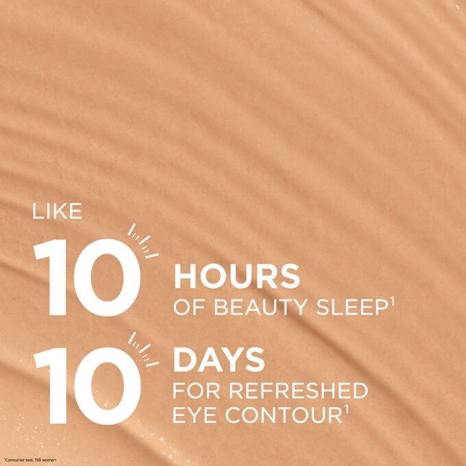 Concealer texture for a ten-hour beauty sleep effect and refreshed eye contour results in ten days for a rested look