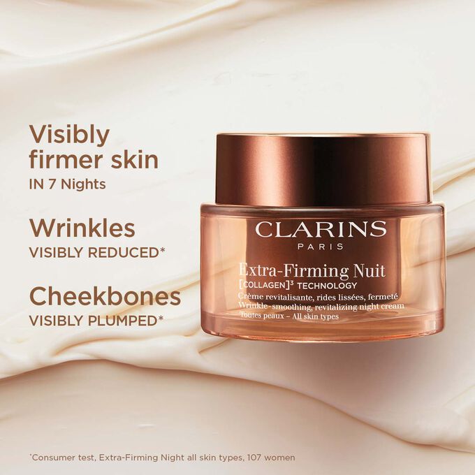 Packshot of the Extra-Firming Night Cream to illustrate the cheek-plumping, face contour-defining and nasolabial fold effect.