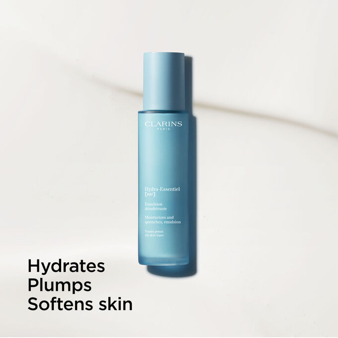 Packshot of Clarins Hydra-Essentiel 23 Emulsion, a moisturising and softening daytime face emulsion with hyaluronic acid.