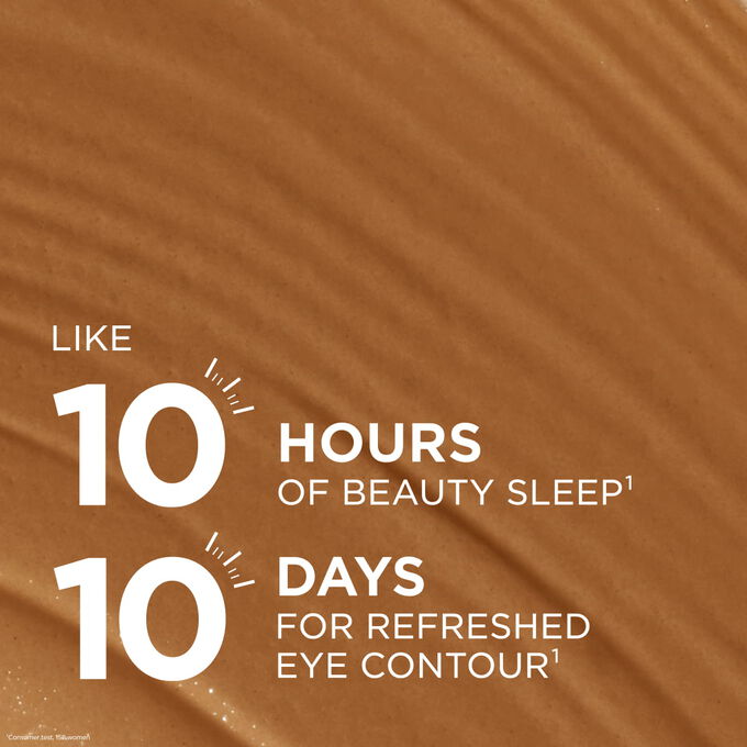 Concealer texture for a ten-hour beauty sleep effect and refreshed eye contour results in ten days for a rested look