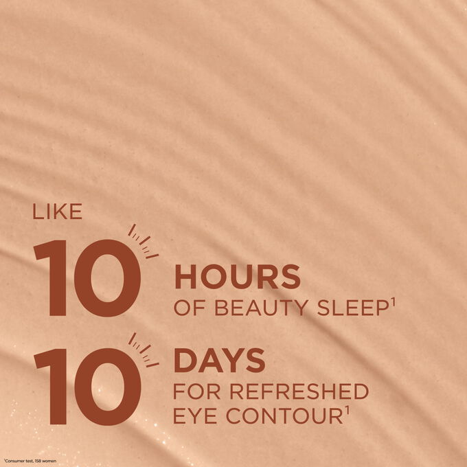 Concealer texture for a ten-hour beauty sleep effect and refreshed eye contour results in ten days for a rested look