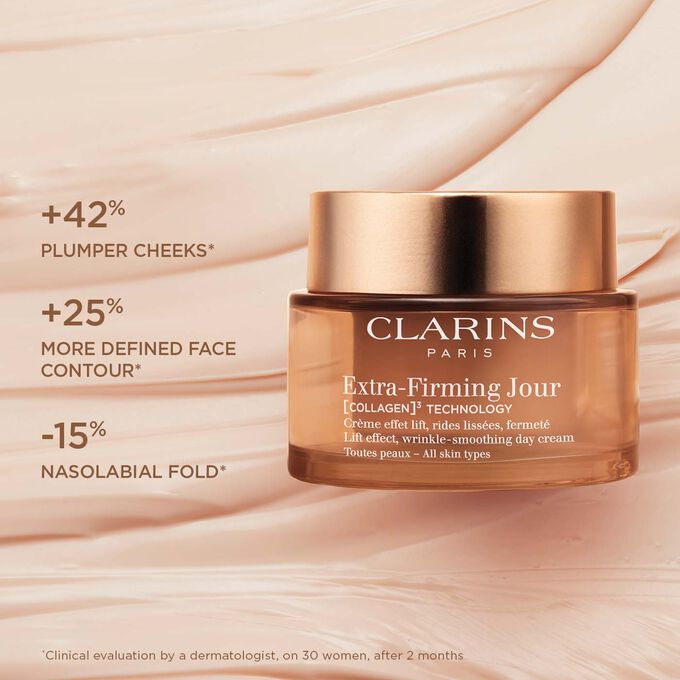 Packshot of the Extra-Firming Day Cream to illustrate the cheek-plumping, face contour-defining and nasolabial fold effect.