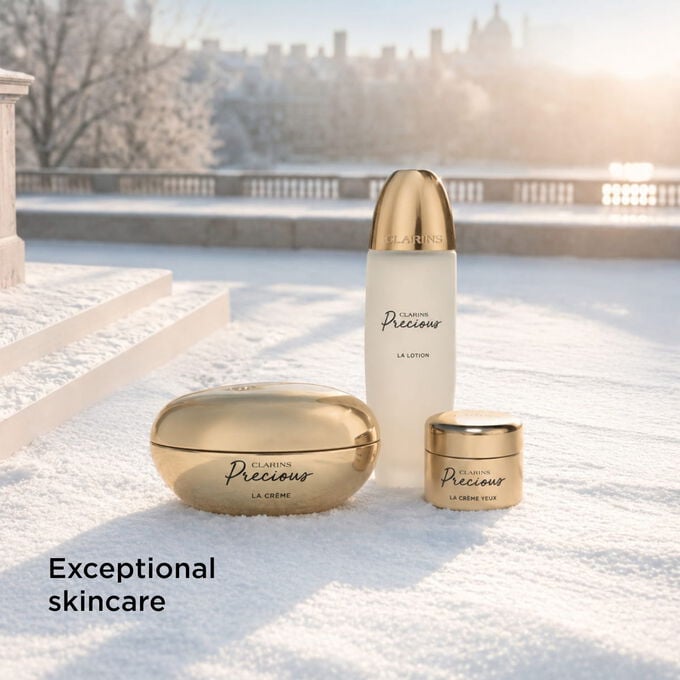Exceptional anti ageing peptide skincare set with precious face cream lotion and eye care displayed in sunny landscape.
