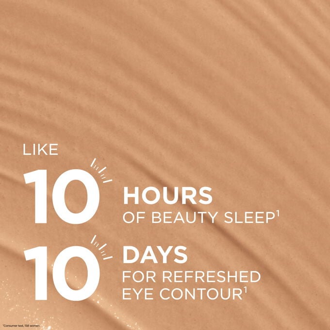 Concealer texture for a ten-hour beauty sleep effect and refreshed eye contour results in ten days for a rested look