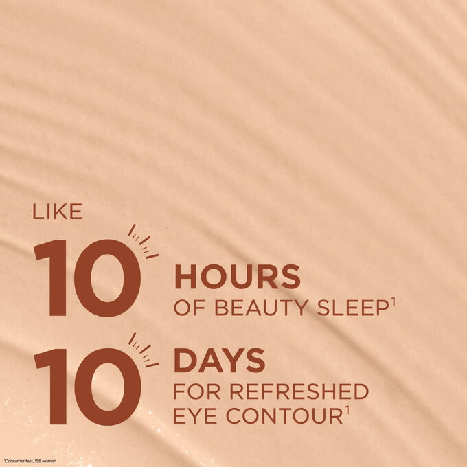 Concealer texture for a ten-hour beauty sleep effect and refreshed eye contour results in ten days for a rested look