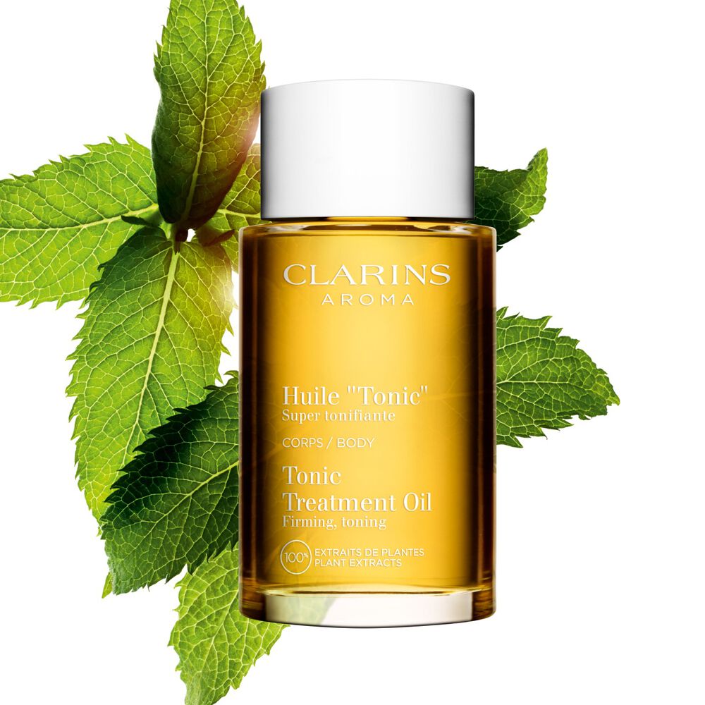 Tonic Treatment Oil packshot with ingredient