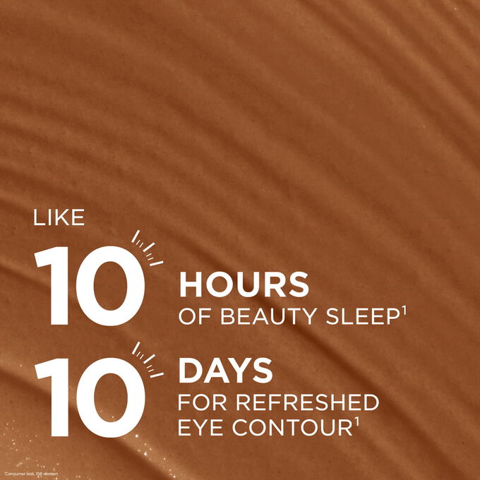 Concealer texture for a ten-hour beauty sleep effect and refreshed eye contour results in ten days for a rested look