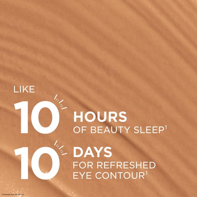 Concealer texture for a ten-hour beauty sleep effect and refreshed eye contour results in ten days for a rested look