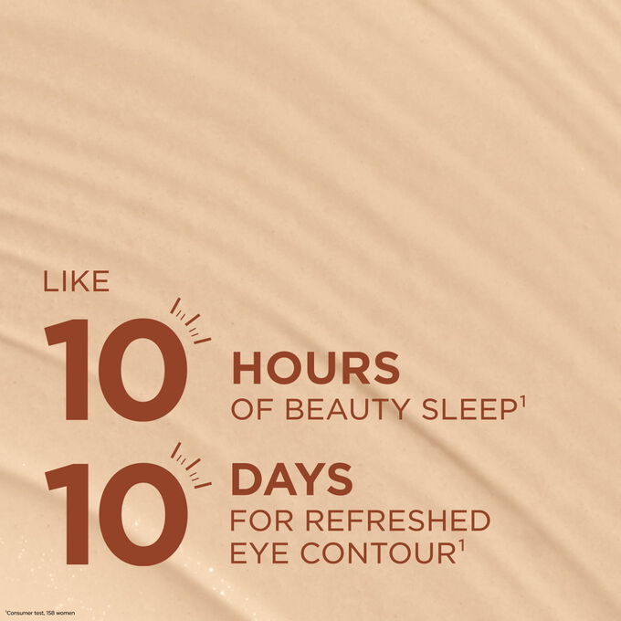 Concealer texture for a ten-hour beauty sleep effect and refreshed eye contour results in ten days for a rested look
