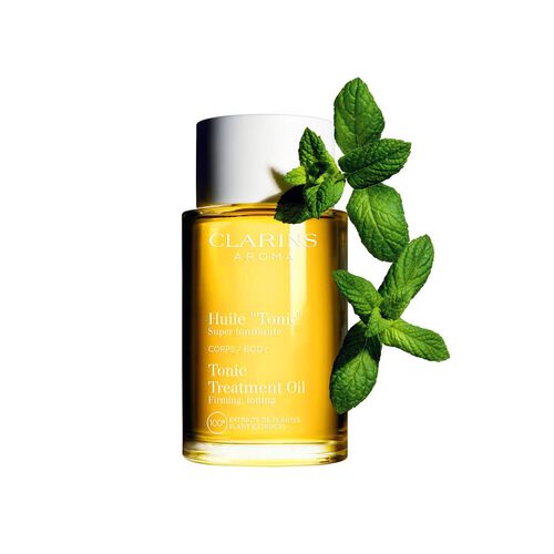 Tonic Treatment Oil packshot with ingredient
