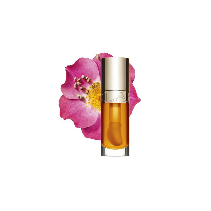 Lip Comfort Oil Honey 01 packshot with ingredients