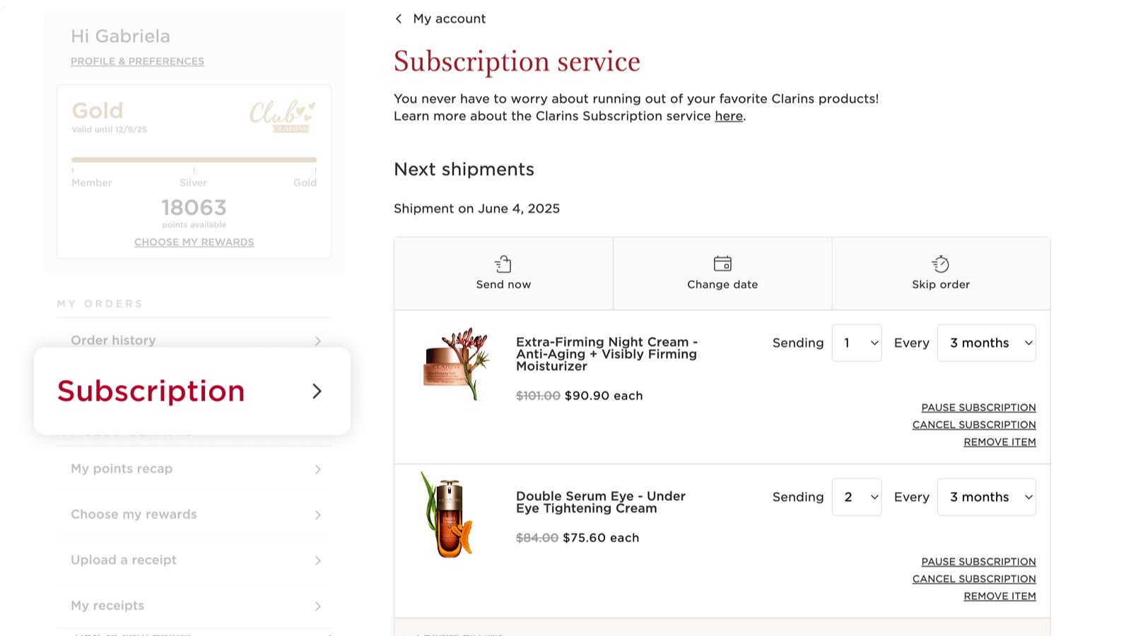 Manage your subscription preferences from your Clarins account