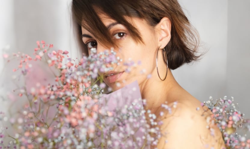 portrait of girl with flowers portrait of girl with flowers