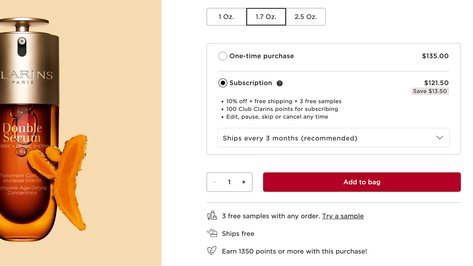 Subscription option a on Product Detailed Page