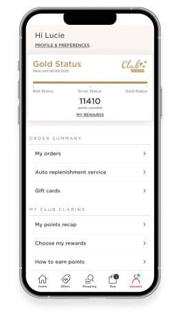 Clarins app screen