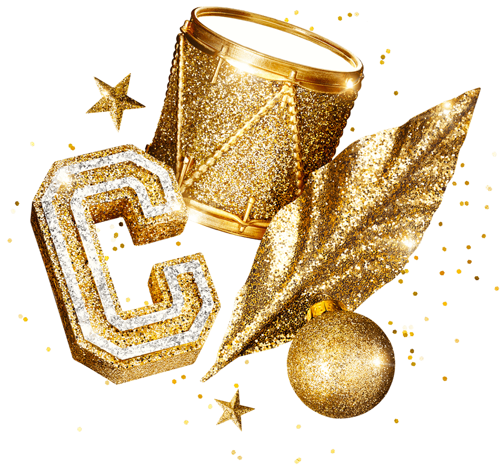 Christmas background decoration with specks and golden elements
