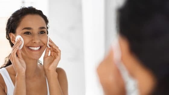 A woman doing skincare A woman doing skincare
