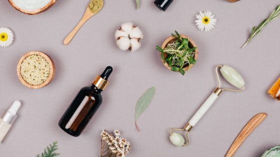 A collection of beauty products, tools and ingredients A collection of beauty products, tools and ingredients